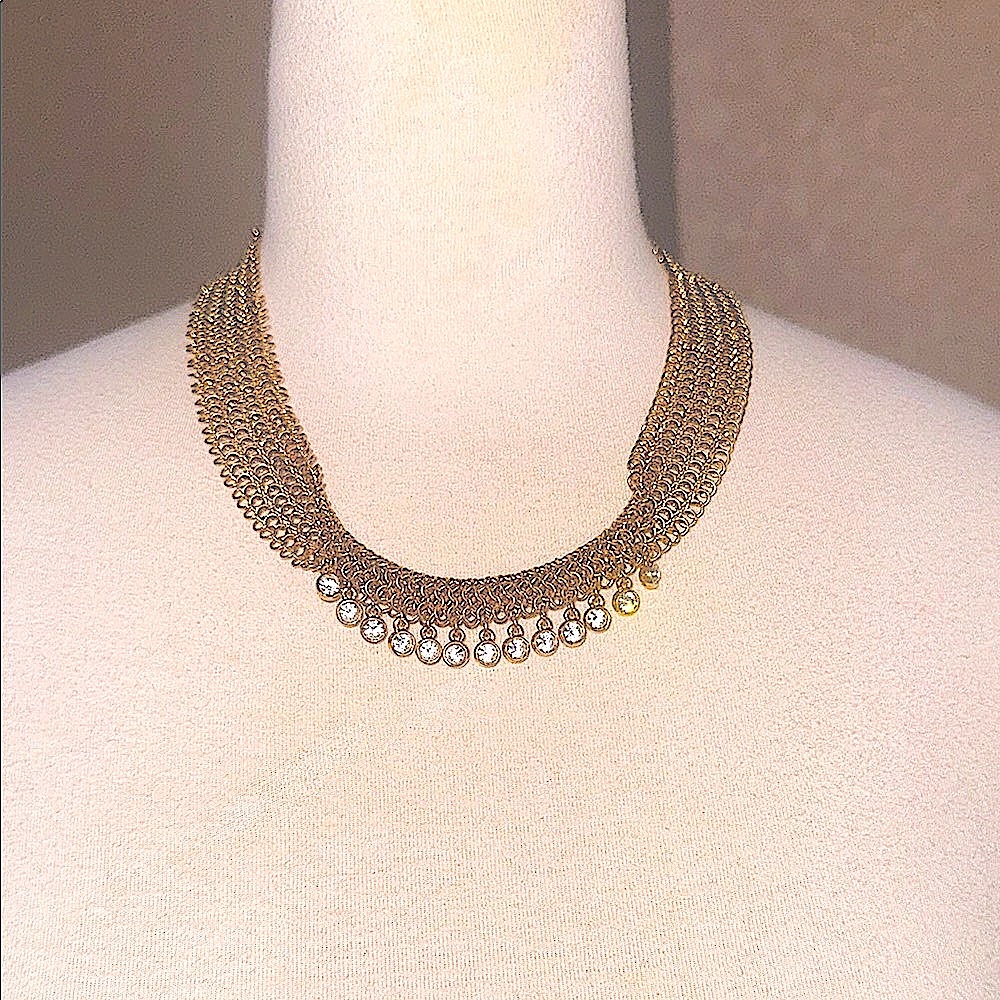 Swarovski Swan Logo Crystal Gold Tone Choker